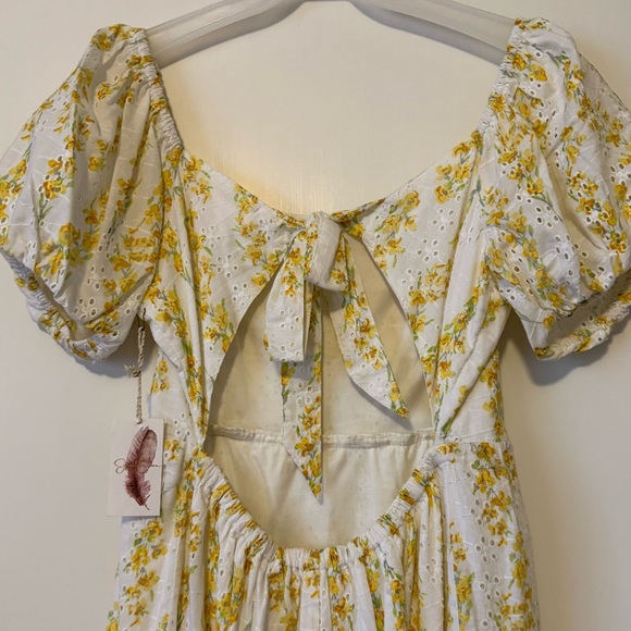 Jessica Simpson Floral Eyelet Mini Dress with Puff Sleeve - Picture 3 of 4